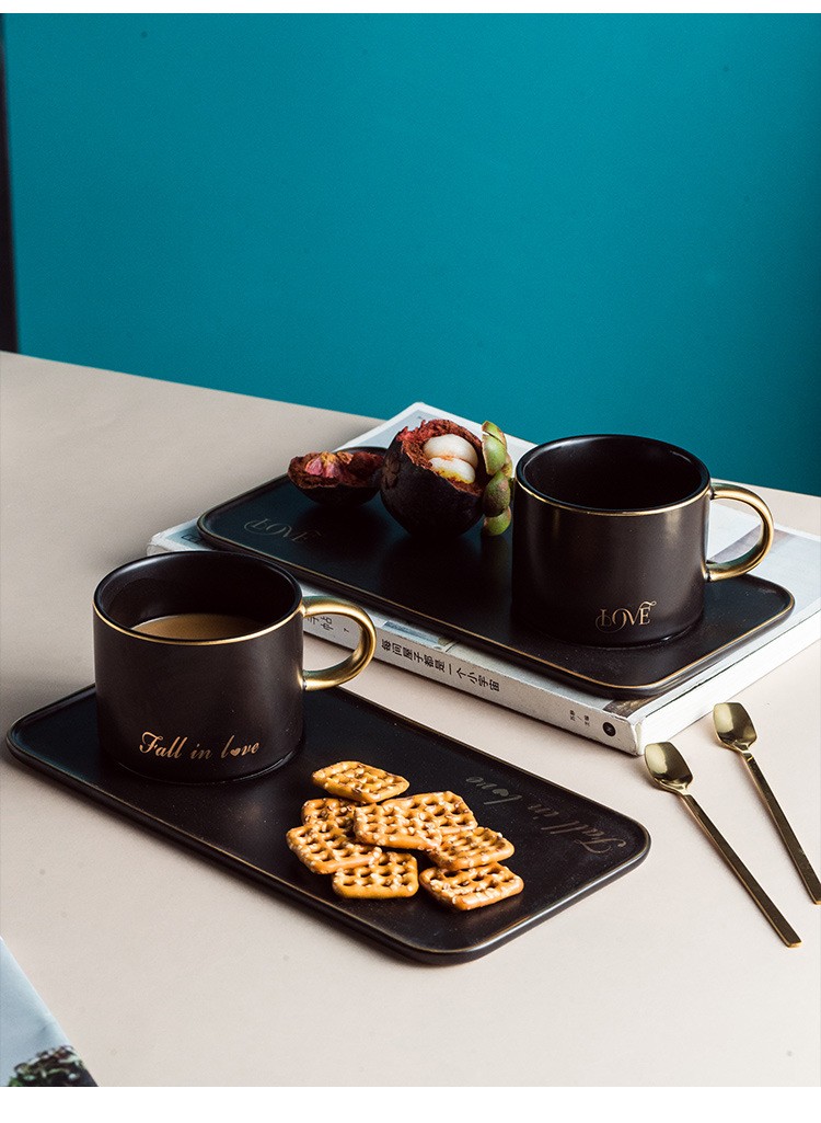 咖啡杯碟 陶瓷欧式创意高端咖啡具套装一杯一碟一勺女士办公牛奶杯子