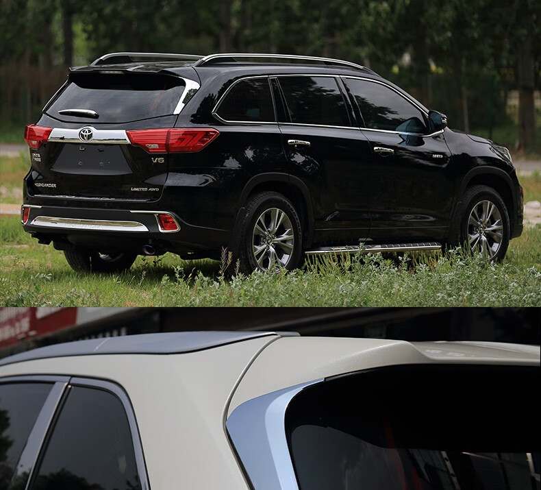 丰田汉兰达尾翼饰条 15-22款汉兰达尾翼饰贴侧翼尾门后窗盖亮片条改装