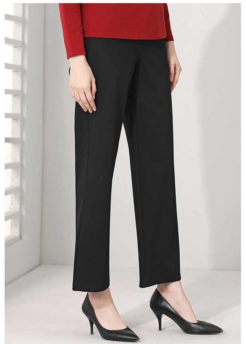 米兰登中老年女裤妈妈秋装宽松大码高腰休闲裤九分直筒裤wk3b0008