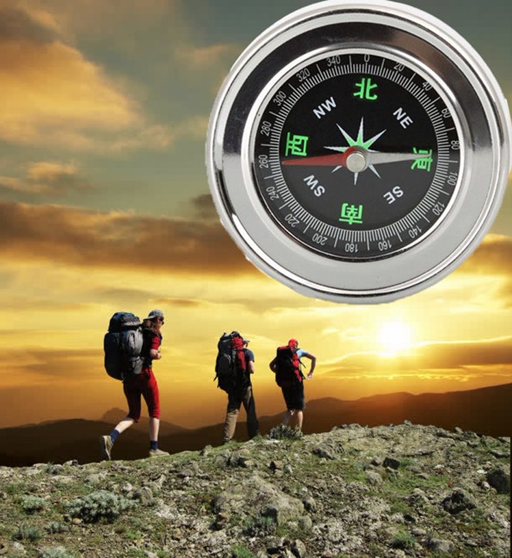 不锈钢指南针旅游登山出行导航工具指北针学生户外运动多功能罗盘
