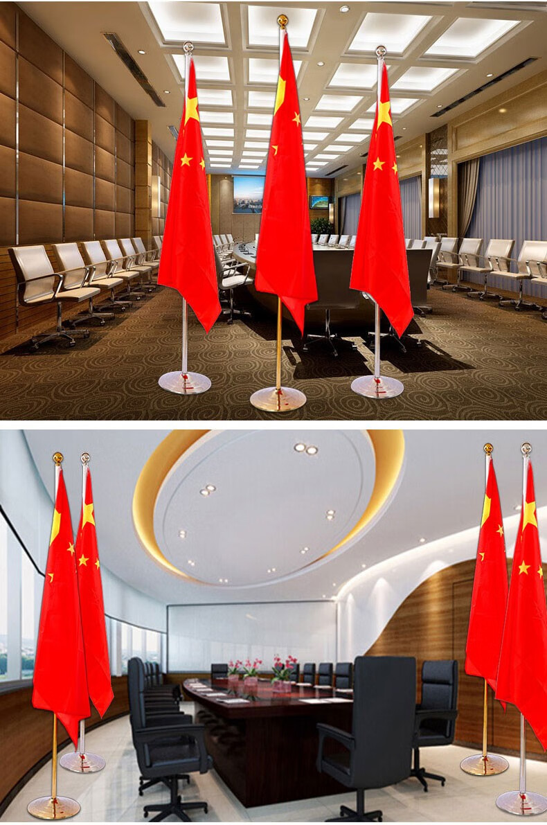 6米室内落地旗杆钛金色银色可伸缩立式会议室办公室装饰旗座加大加厚
