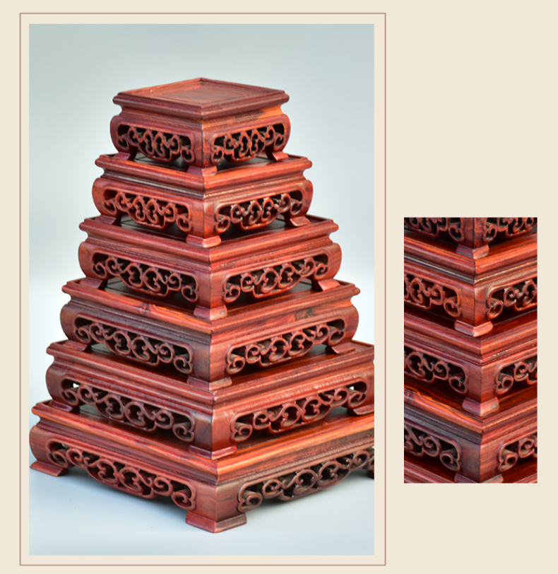 旋转实木质圆形底座红兰方形陶瓷鱼缸花盆花瓶底座奇石茶壶木托盆架