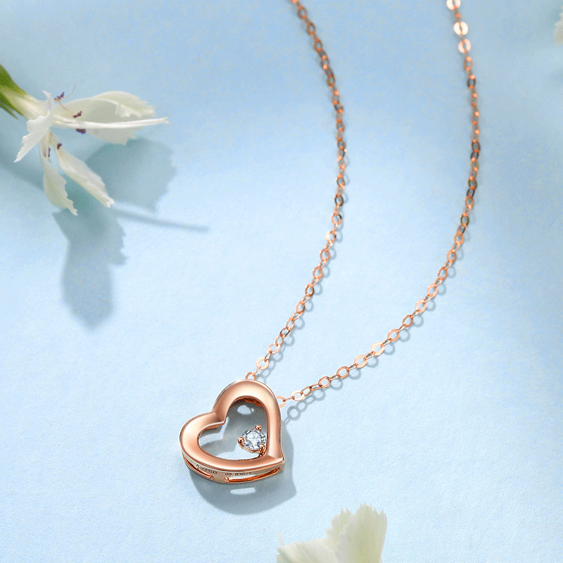 佐卡伊钻石吊坠18k玫瑰金项链女心形时尚饰品首饰珠宝钻石吊坠单吊坠