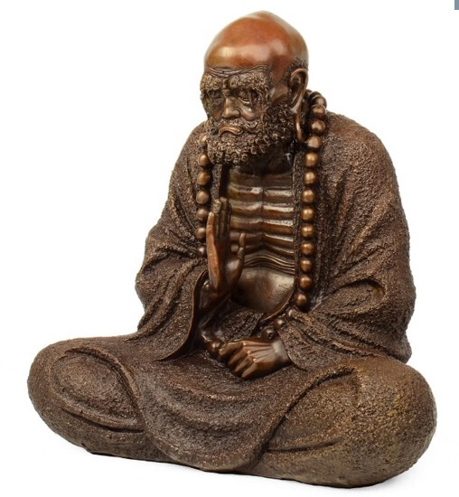 临宝得乐 铜达摩祖师坐像达摩祖师佛像铜菩提达摩摆件 黄铜色大号高30