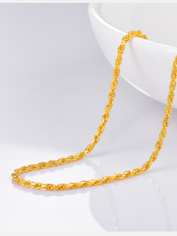 【赛菲尔黄金项链】赛菲尔 黄金项链麻绳链女款 足金999.