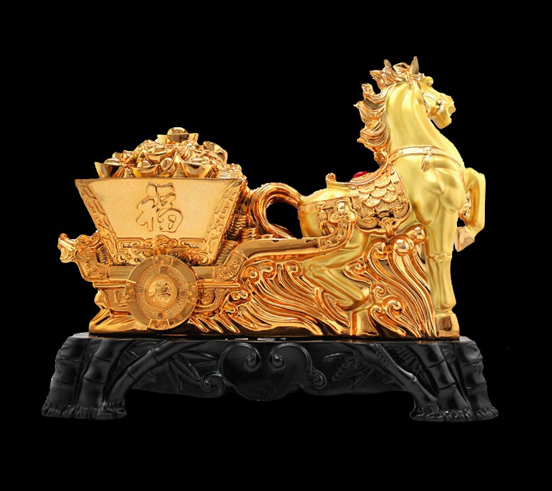 金祥源 《财富宝马》马摆件工艺品马拉车元宝开业礼品办公室招财摆件