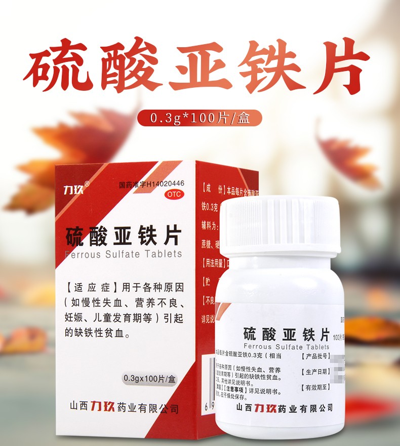 力玖硫酸亚铁片03g100片贫血慢性失血缺铁性贫血营养不良1盒
