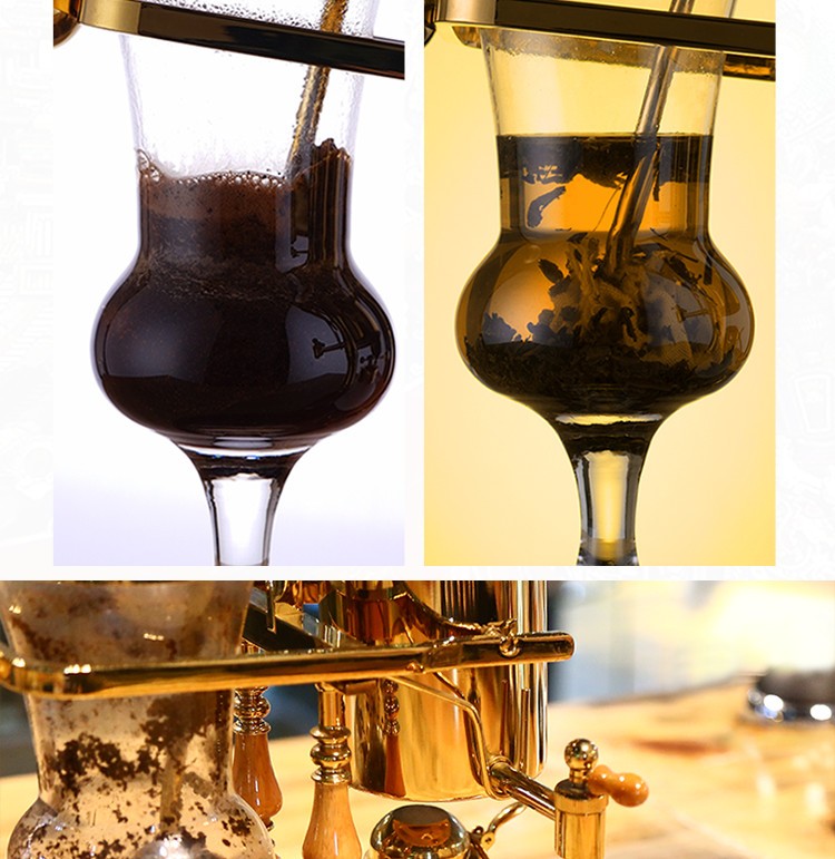 比利时咖啡壶虹吸式咖啡壶酒精灯壶煮咖啡壶升级版玫瑰金可调温