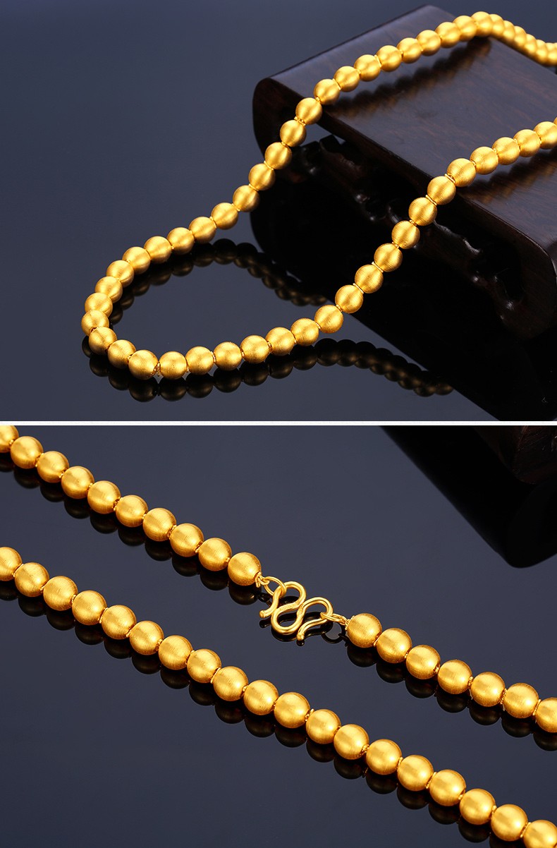 金龙珠宝黄金项链女款9999足金古法传承拉丝佛珠项链gn145d约67克