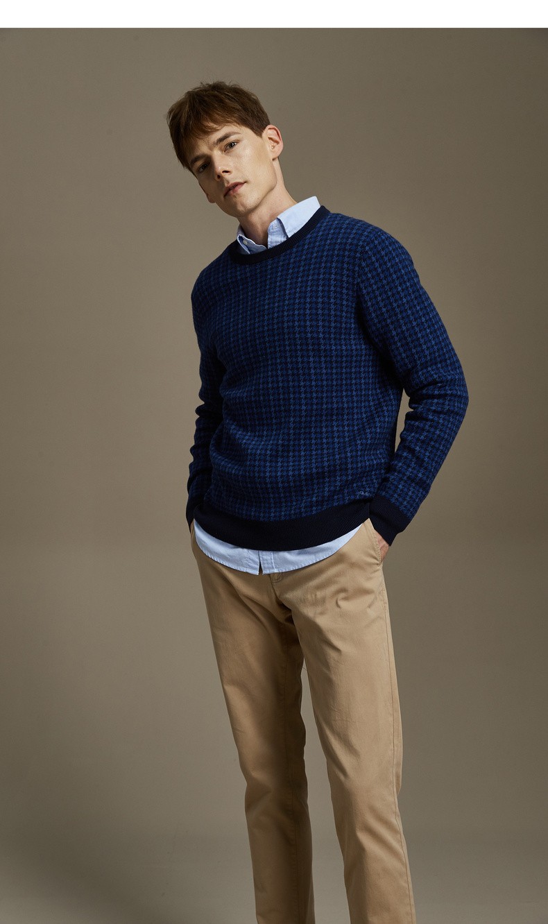 男装 针织衫 gant gant/甘特2019秋冬新品男士千鸟格棉毛混纺套头针织