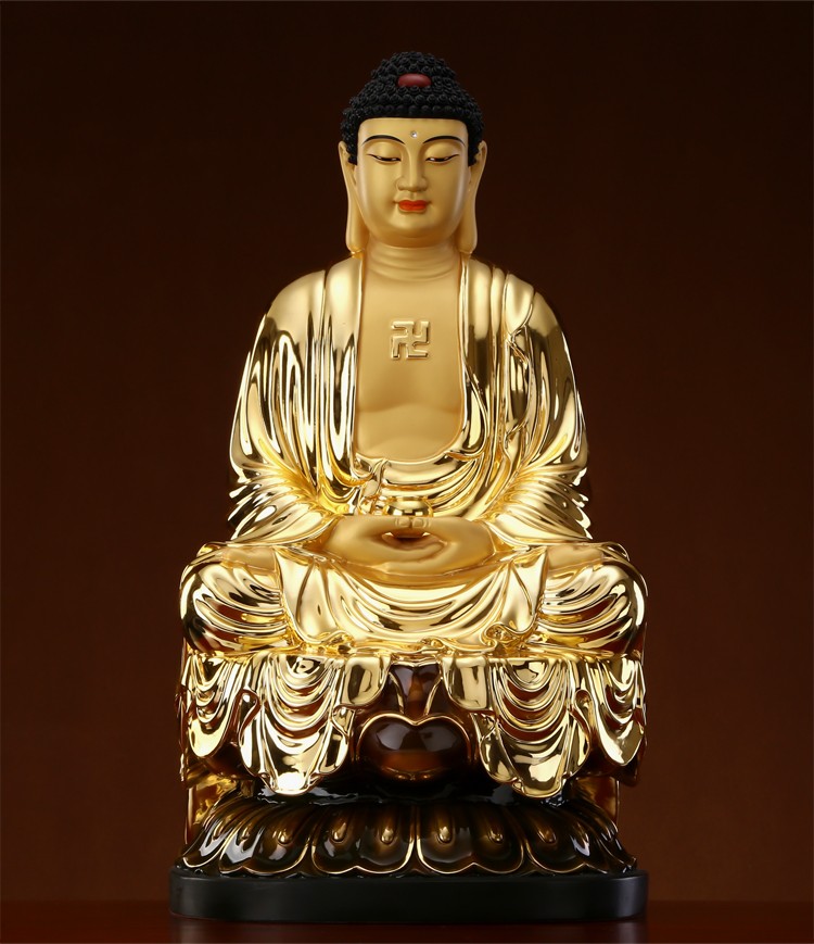 盛凡 台湾纯铜鎏金释迦牟尼佛如来佛祖药师佛家用供奉阿弥陀佛摆件