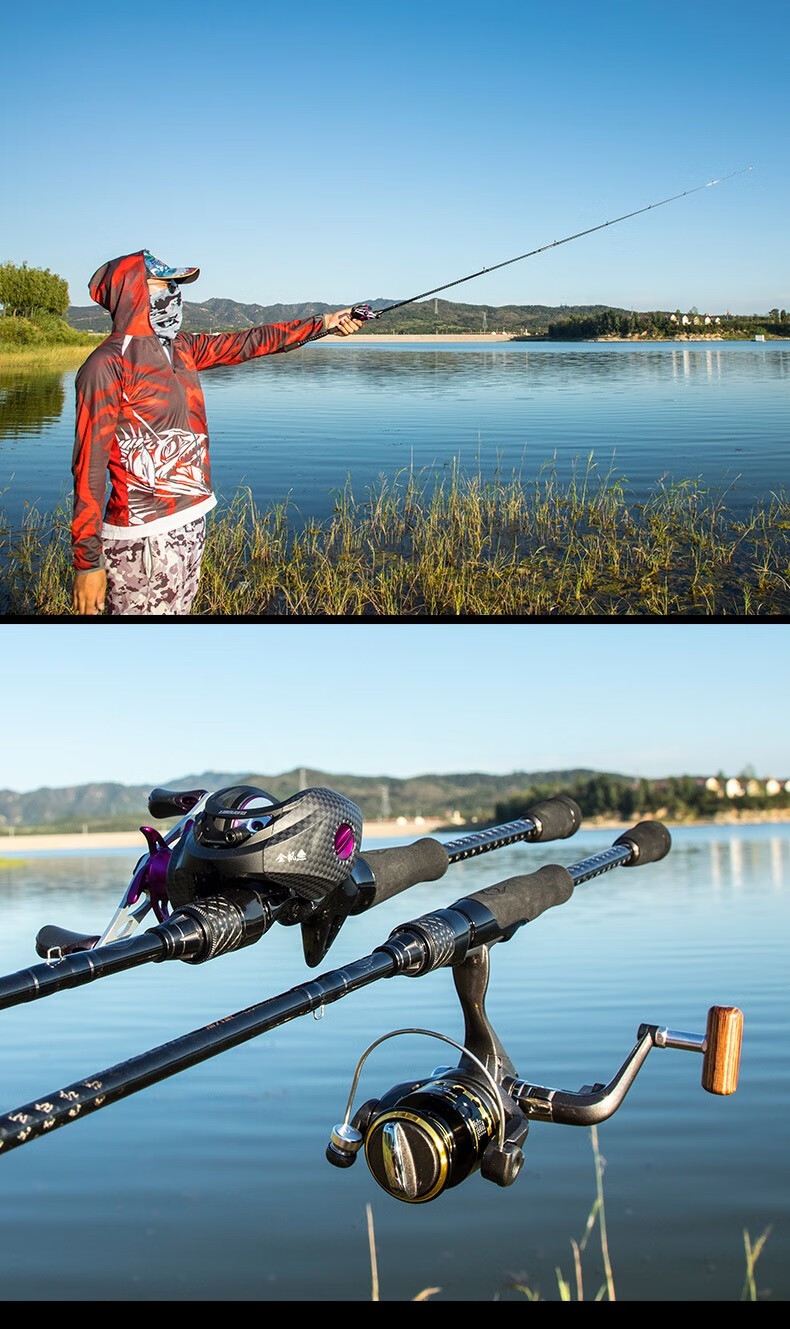 1米黑天眼高碳m/ml/mh调远投直柄枪柄路亚竿翘嘴鲈鱼黑鱼竿鱼杆 直柄