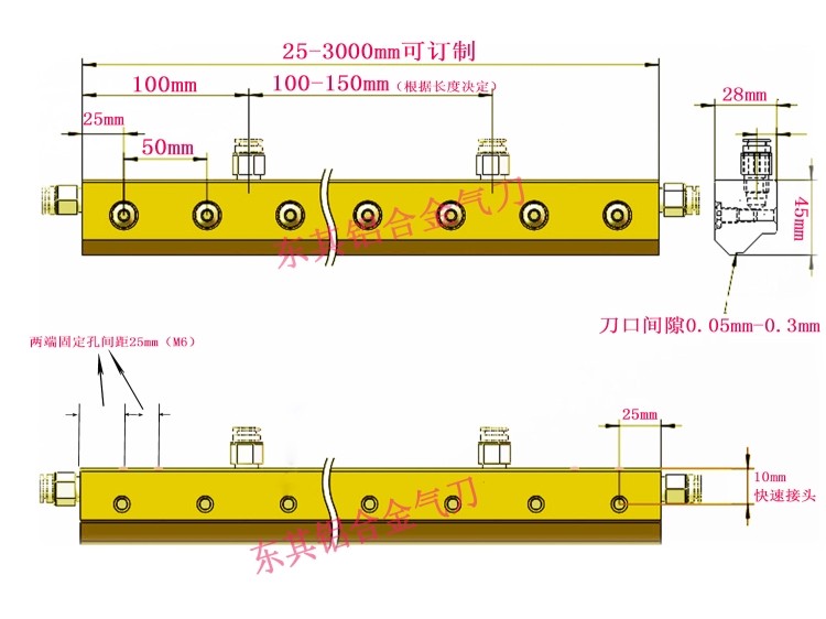 气刀风刀 工业高压气刀 除水除尘风幕机铝合金风