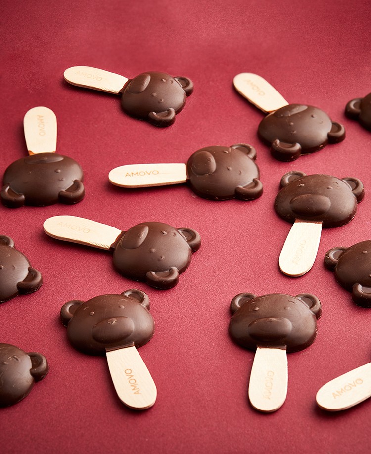 魔吻amovo2盒装小熊棒棒糖儿童巧克力礼盒装糖果生日礼物休闲零食黑巧