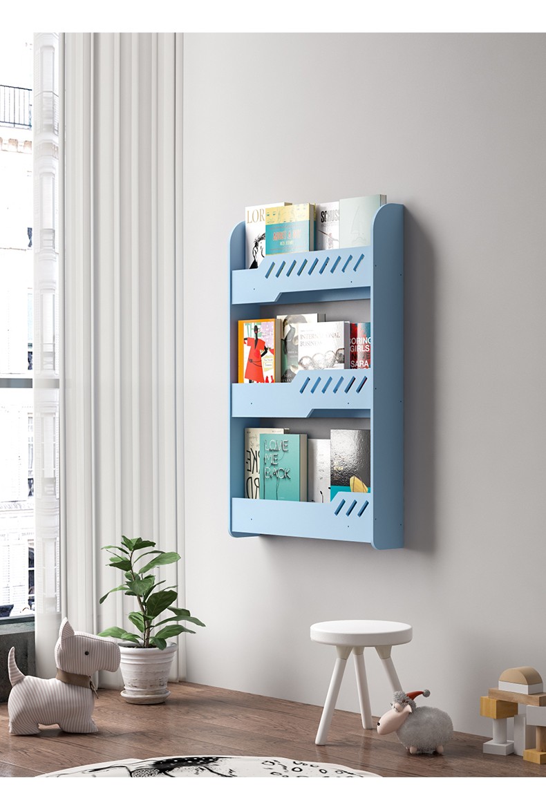 墙壁挂墙上置物架卧室床边床头书柜壁柜绘本架免打孔书架隔板60cm白色