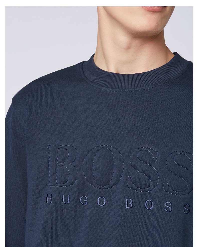 hugoboss雨果博斯男装运动休闲3dlogo印花棉质长袖卫衣410海军蓝xl