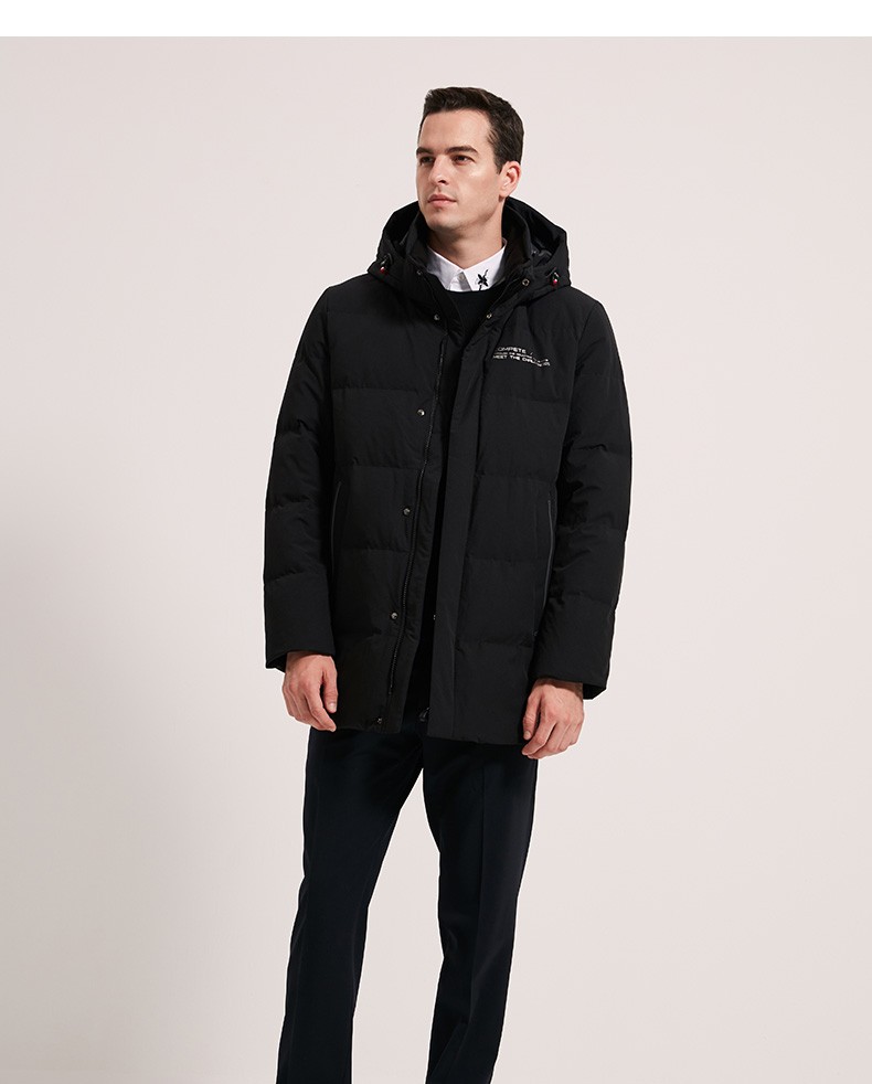 雪伦羽绒服男常规长度厚鹅绒直筒型字母印字商务休闲sharon19605都市