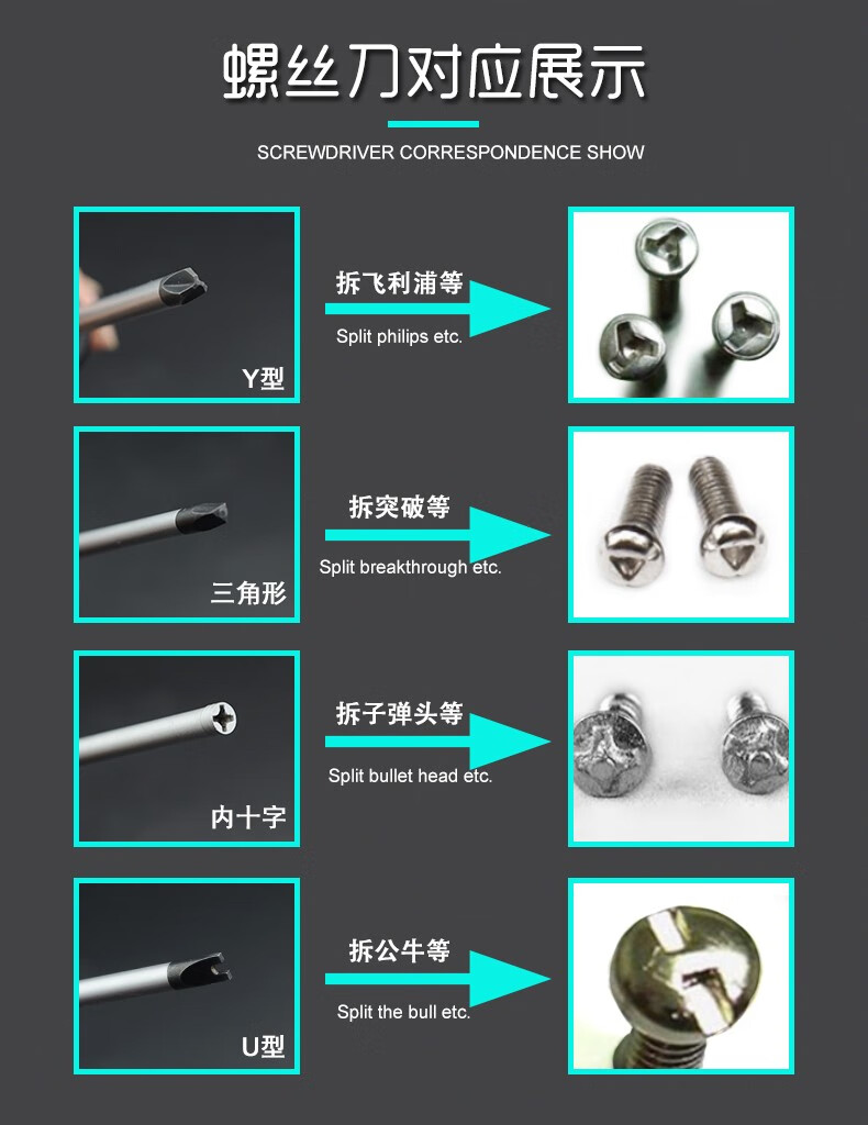 京选jerxun异形螺丝刀三角u型y型反内十字特殊异型螺丝批插座子弹头