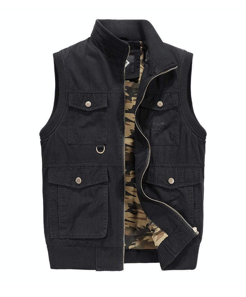 jeep吉普 男装马甲男摄影钓鱼导演旅游背心坎肩纯棉多口袋户外休闲