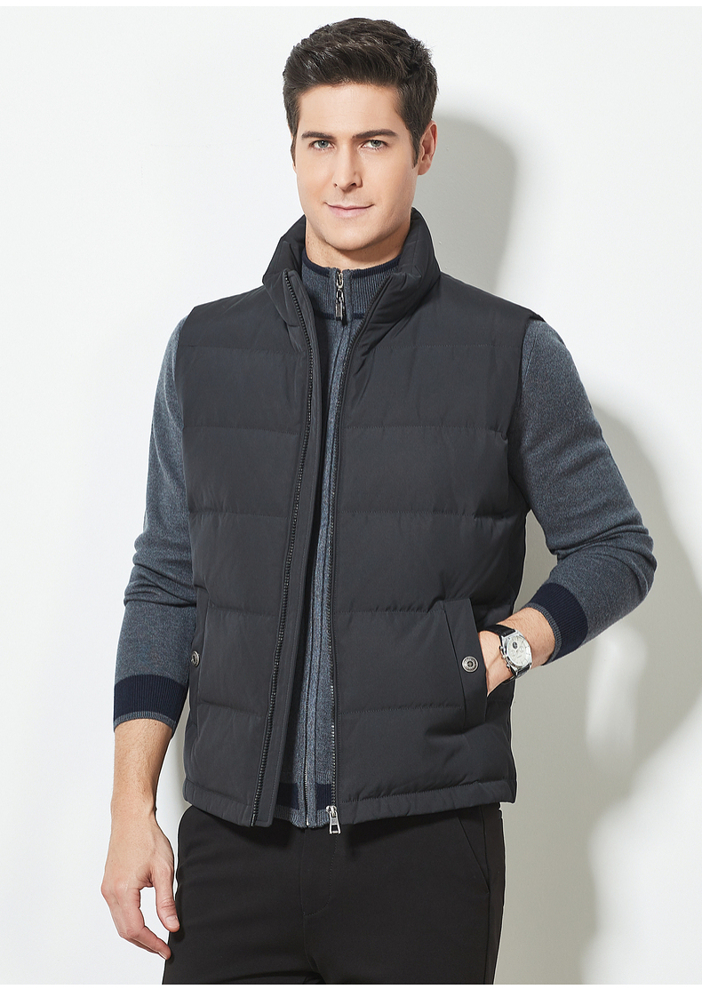 恒源祥羽绒马甲秋冬新款中老年爸爸装时尚休闲短款羽绒服男士保暖背心