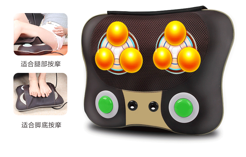第六元素颈椎按摩枕颈部腰部肩颈背部加热按摩器家用全身按摩靠垫
