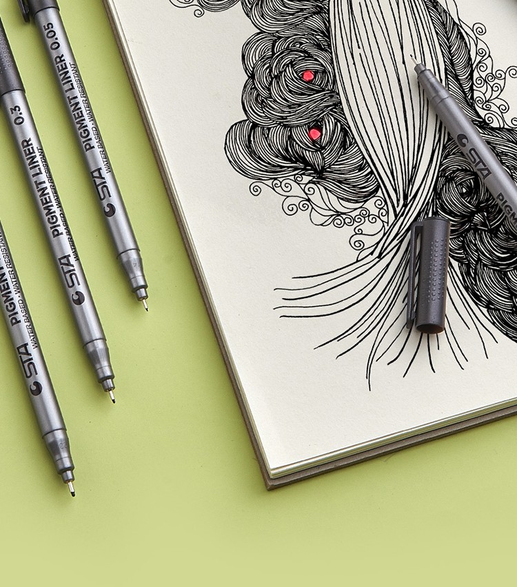 针管勾线笔学生用美术描边简笔画专用画笔手绘笔针管笔防水美术生设计