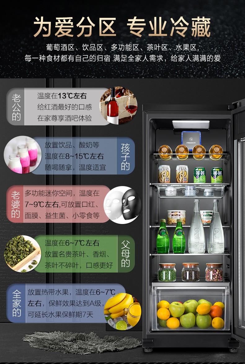 2 20升 可制冰 独立三温区 立体杀菌 防雾门 卡萨帝冰吧