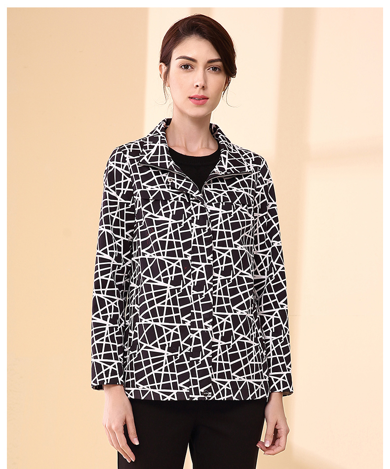 米兰登秋冬新款中老年女装妈妈装时尚印花外套女宽松舒适保暖气质百搭