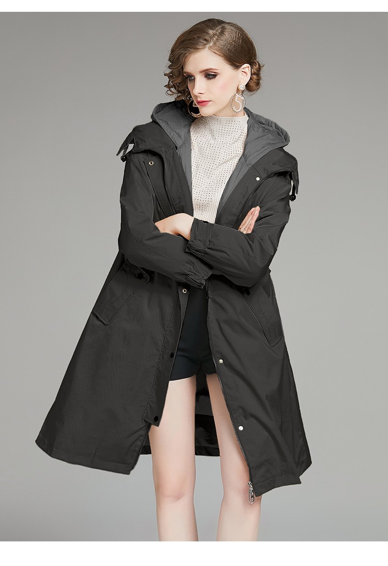 eunne尤尼冬 别致设计 派克防风风衣套羽绒服两穿两件套式羽绒服外套