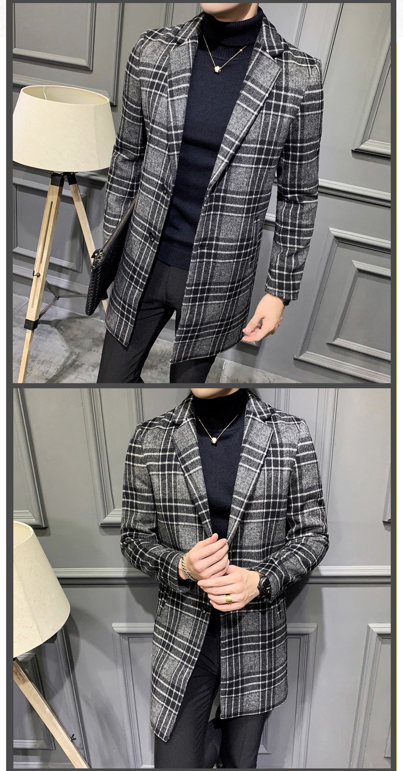 富贵鸟毛呢大衣男2019秋冬新品商务休闲西装领保暖中长款风衣呢子大衣