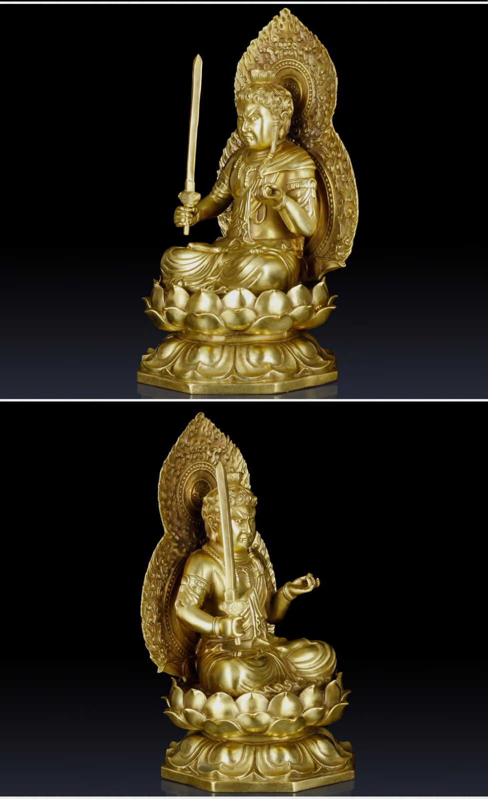 聚玄轩 仿古纯铜不动尊菩萨不动明王佛像摆件仿古客厅佛像装饰品铜