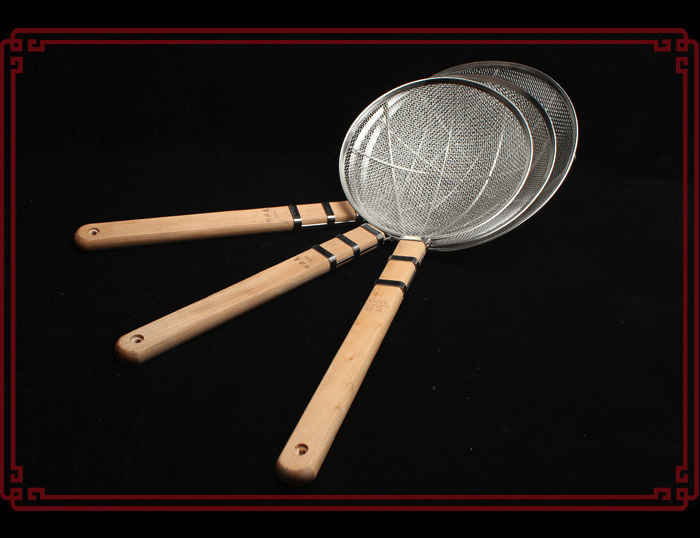 商用大笊篱线漏勺加长加固捞篱 30cm木把线漏勺