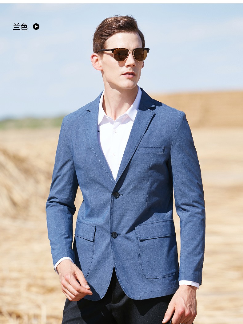 休闲西服男士秋季时尚纯色中青年小西装商务休闲便服单西外套男 绿色