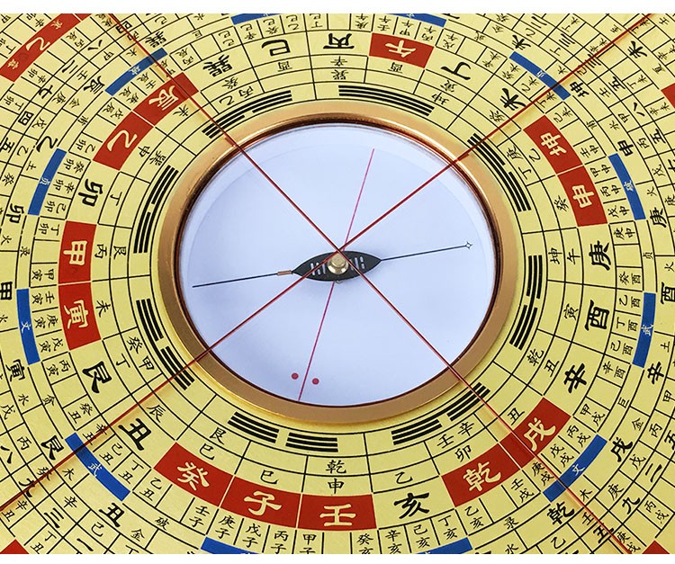 聚缘隆8寸强磁大天池罗盘高精度专业黄铜盘面综合罗盘随身携带罗庚8寸