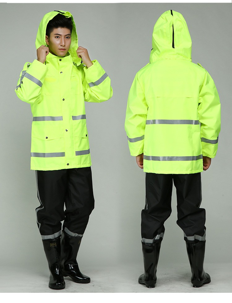 者也 户外交通警执勤警示制服雨衣反光防水男女雨衣雨裤 警防分体套装