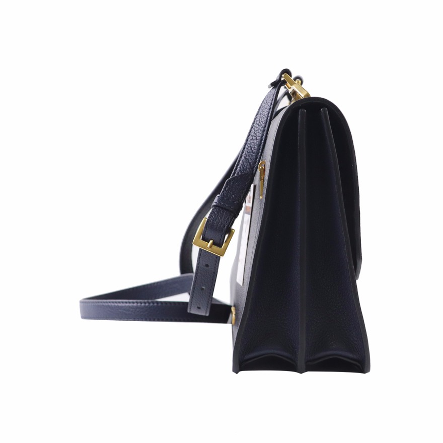 [98新]缪缪miumiu牛皮蓝黑拼色女士经典单肩斜跨包 风琴包