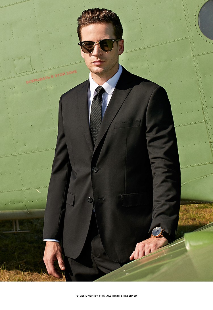 (firs)西服套装男 2019秋冬商务职业正装新郎伴郎礼服套西男士西装