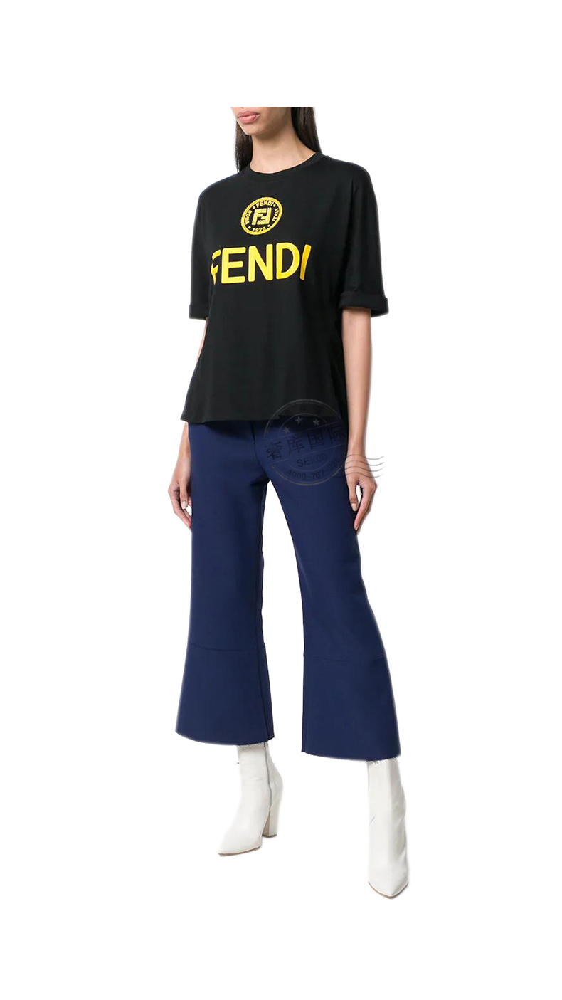 fendi芬迪女款时尚休闲字母短袖t恤fs7045a43af143z白字母m