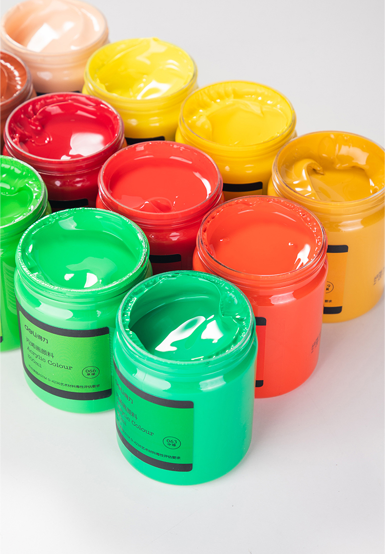 得力deli丙烯颜料考试绘画颜料300ml生褐