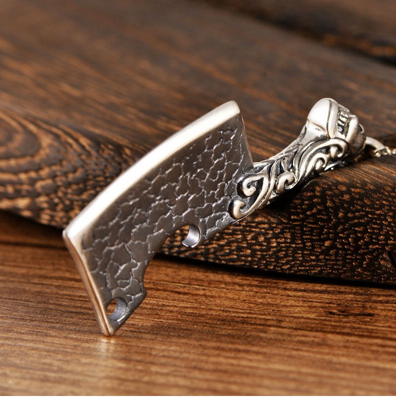 蓝月光925银饰品复古个性财刀吊坠男士财到创意骷髅时尚挂件饰品财到