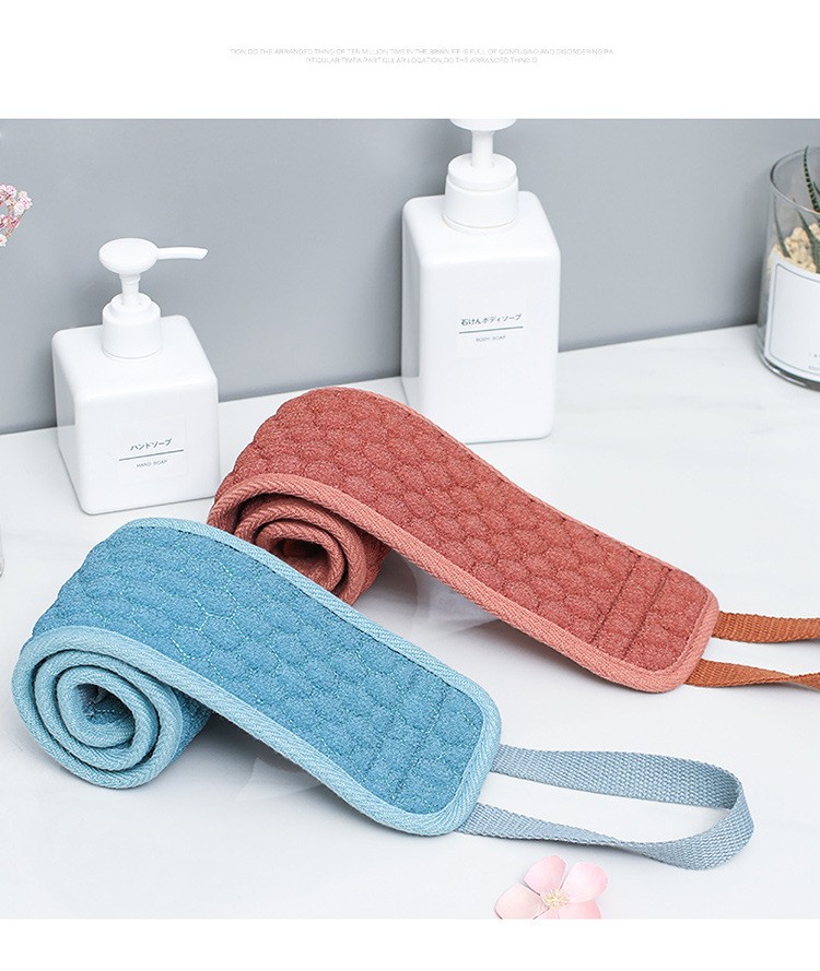 磨砂两用男女搓澡巾搓背巾双面两用去角质搓泥加厚背带式洗澡巾拉背式