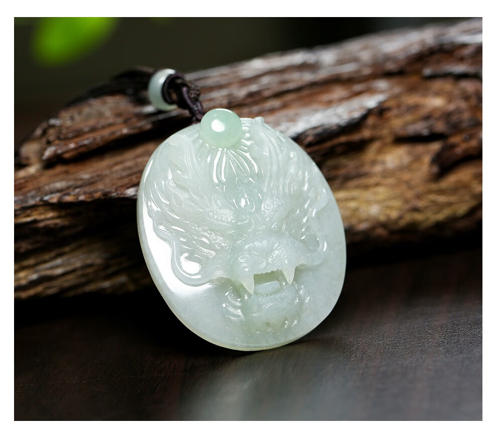 印象眸 a货翡翠龙头吊坠飞龙在天孤品玉石挂件 翡翠龙头吊坠【图片