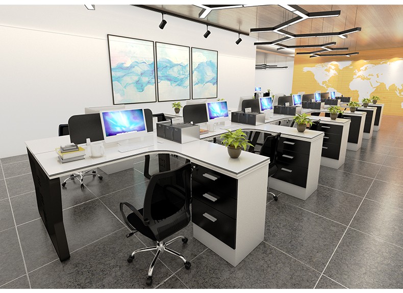 森嵩办公桌组合简约现代屏风工作位四人职员桌员工桌办公家具 l型双人