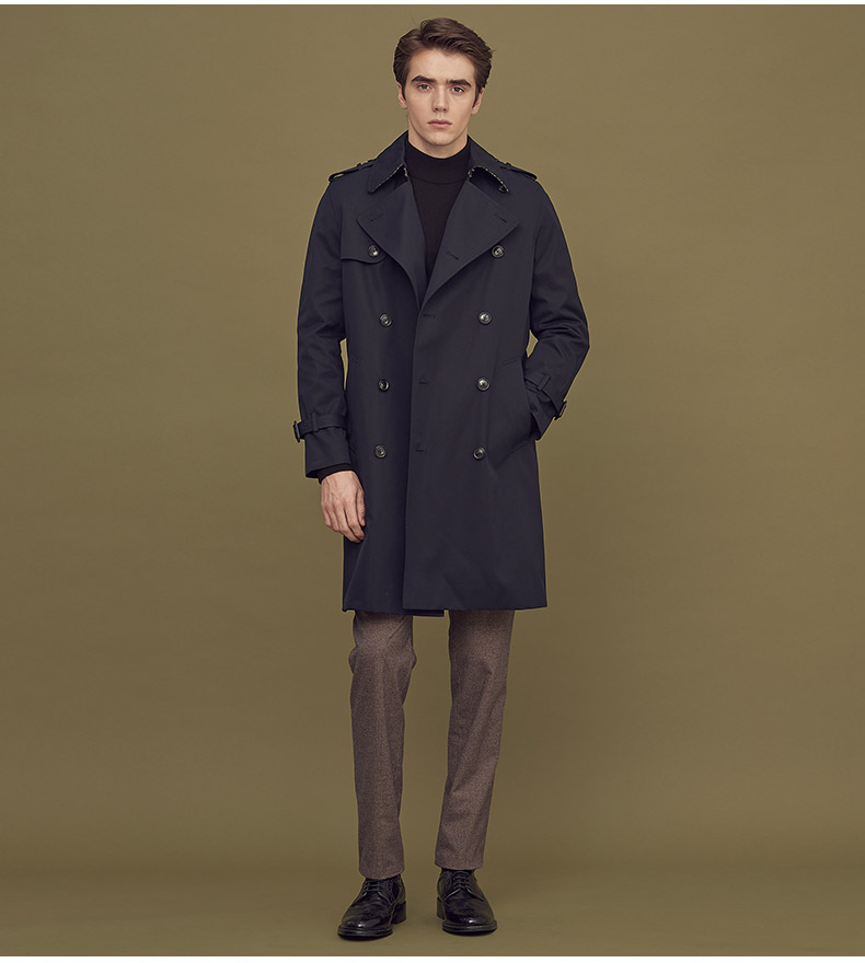 【商场同款】beanpole滨波 男士双排扣风衣男 bc8830a01 藏青色 175