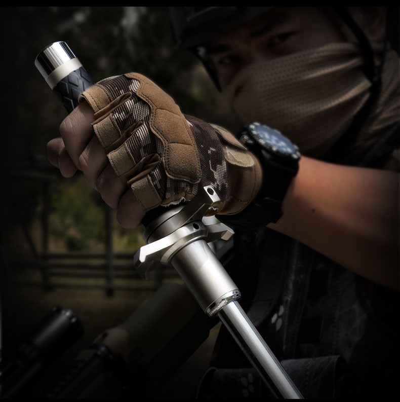 野人谷伸缩棍战术防身甩棍实心小管挡把款电镀防身甩棒自卫车载用品三