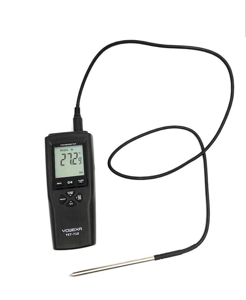 温度计实验室接触式测温仪带探头pt1000双通道yet720针长25cm0250度