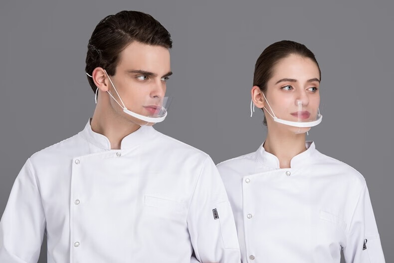 10只装透明口罩餐饮专用食品塑料厨房厨师微笑餐厅酒店防雾唾沫飞沫