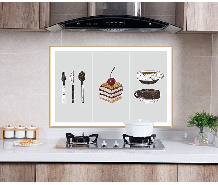 厨房贴纸 图案耐高温防水防油污装饰灶台前面自粘铝箔卡通贴纸墙贴防