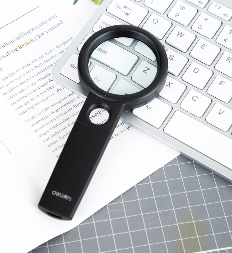 得力(deli)放大镜3倍高清阅读儿童老年双镜片光学放大镜手持便携式