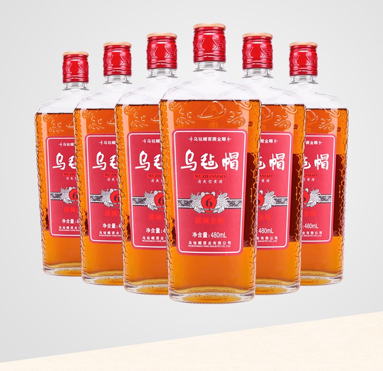 乌毡帽 窖藏金雕六年黄酒 绍兴工艺 清爽型半干花雕 整箱480ml*6